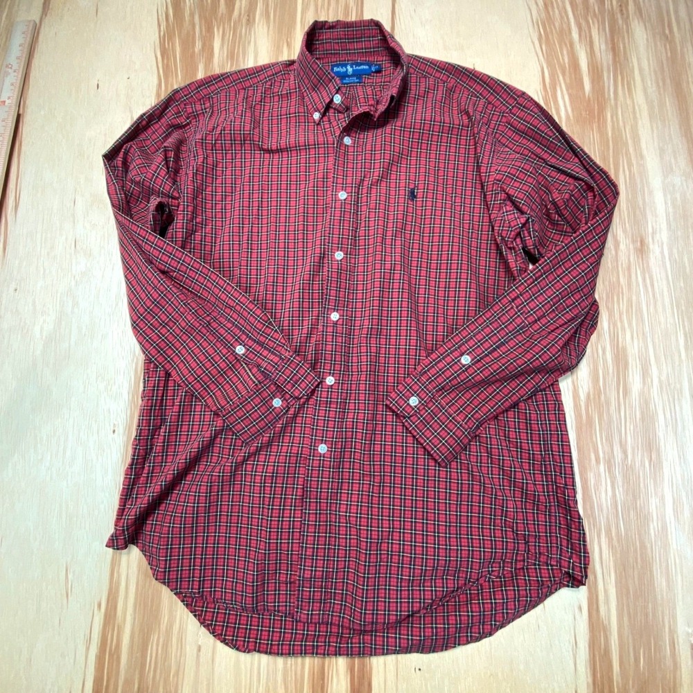 Polo Ralph Lauren Blake Red Plaid Button Down Shirt Men's Size M 100% Cotton